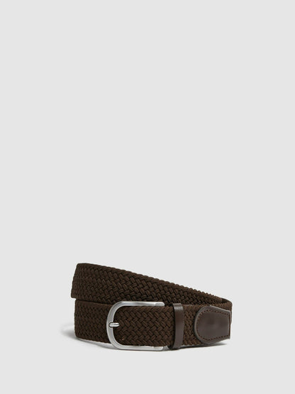 Woven Belt in Dark Brown | Reiss Men Recommended