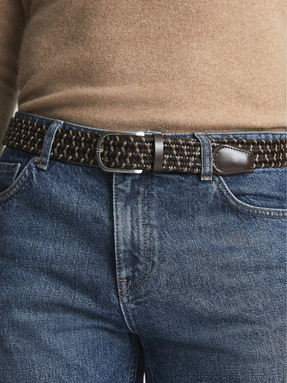 Woven Belt in Dark Brown | Reiss Men Recommended