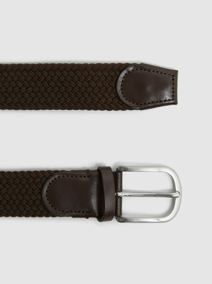 Woven Belt in Dark Brown | Reiss Men Recommended