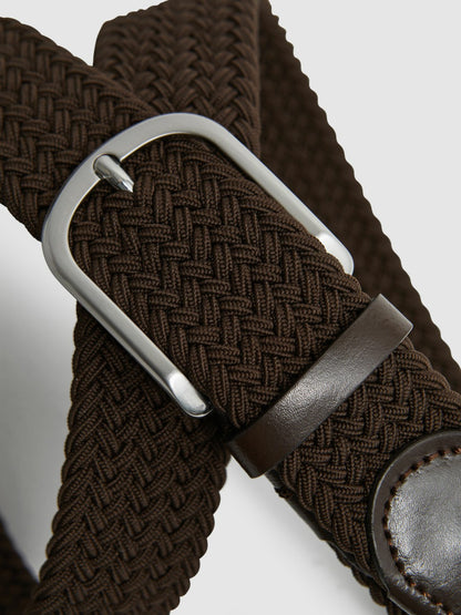 Woven Belt in Dark Brown | Reiss Men Recommended