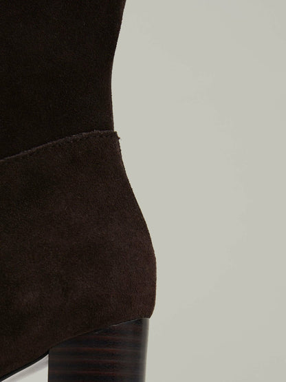 Block Heel Knee High Boots in Chocolate | Reiss Women Exclusive