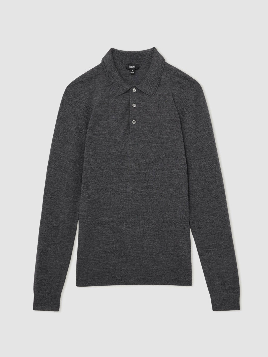 Merino Wool Polo Shirt in Derby Grey Marl | Reiss Men Signature