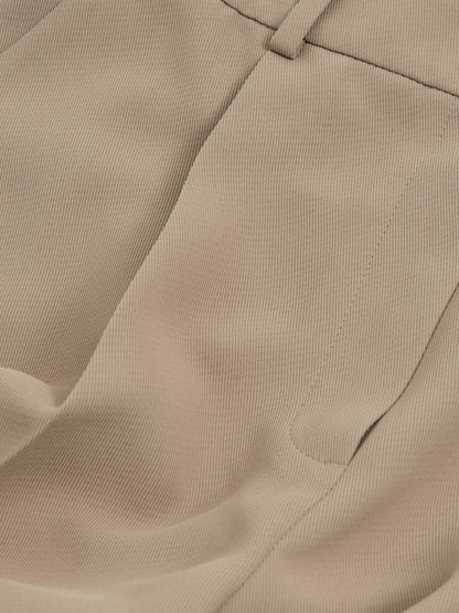 Half-Elasticated Wide Leg Trousers in Mink Neutral | Reiss Women Exclusive