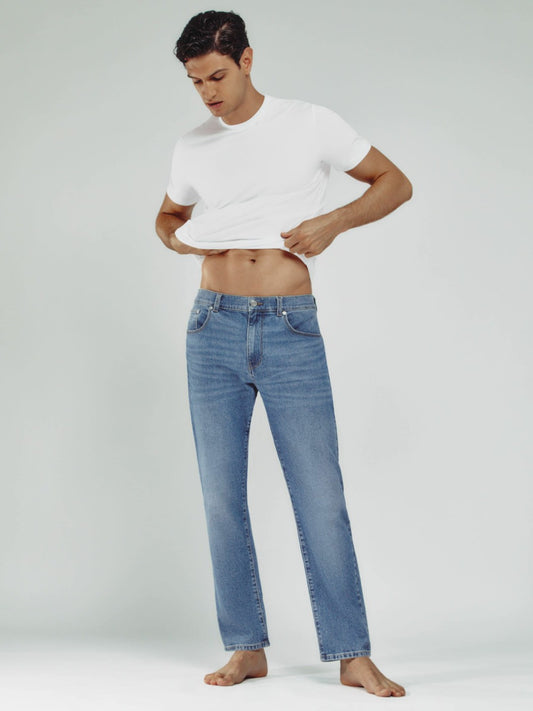 Straight-Leg Jeans in Mid Blue Wash | Reiss Men Best Seller
