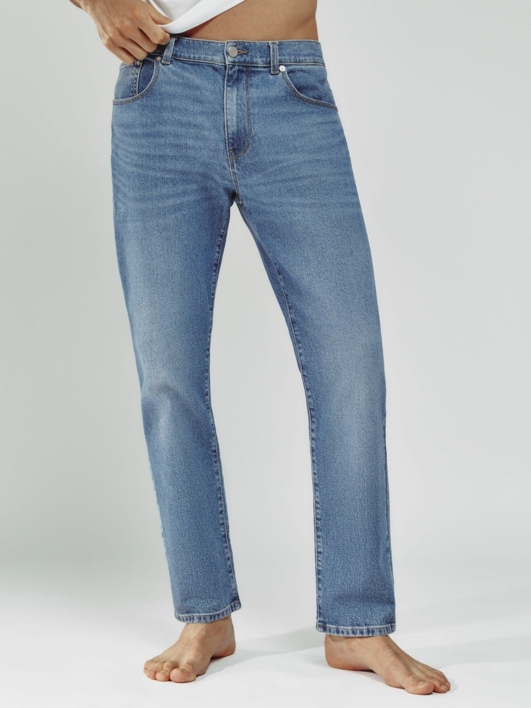 Straight-Leg Jeans in Mid Blue Wash | Reiss Men Best Seller