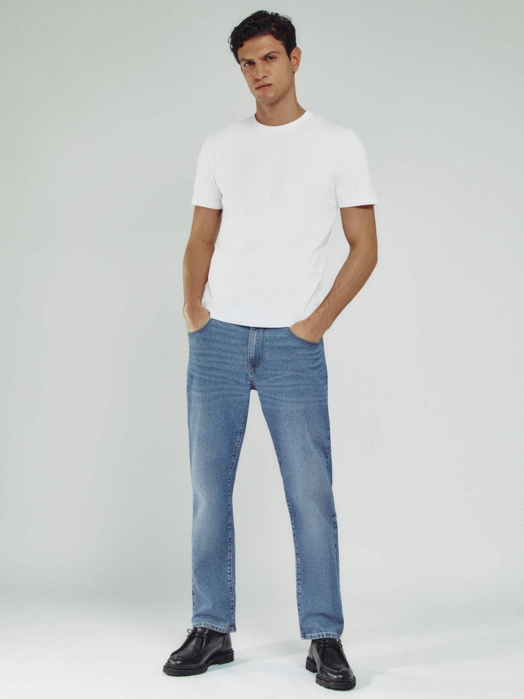 Straight-Leg Jeans in Mid Blue Wash | Reiss Men Best Seller