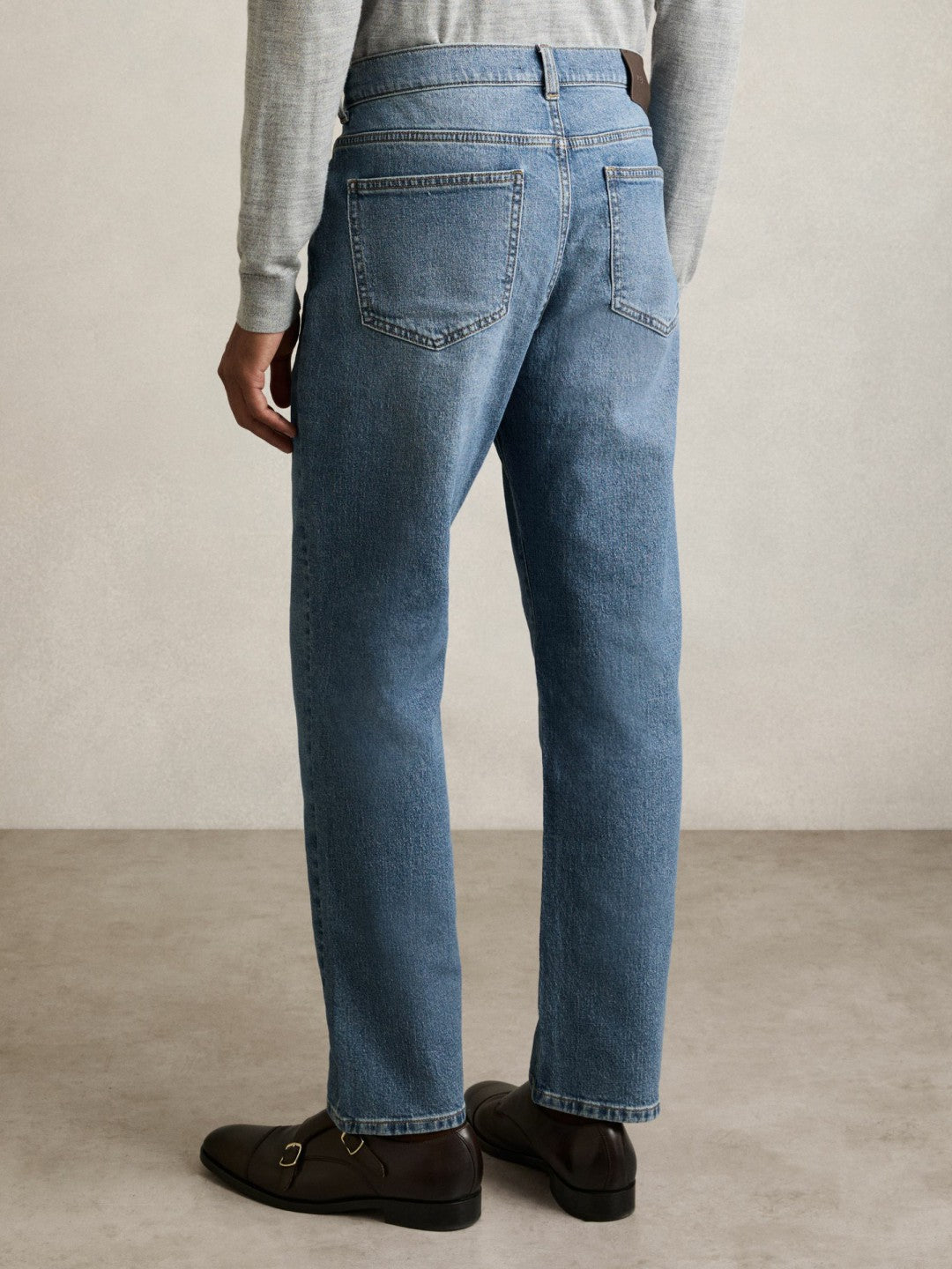 Straight-Leg Jeans in Mid Blue Wash | Reiss Men Best Seller