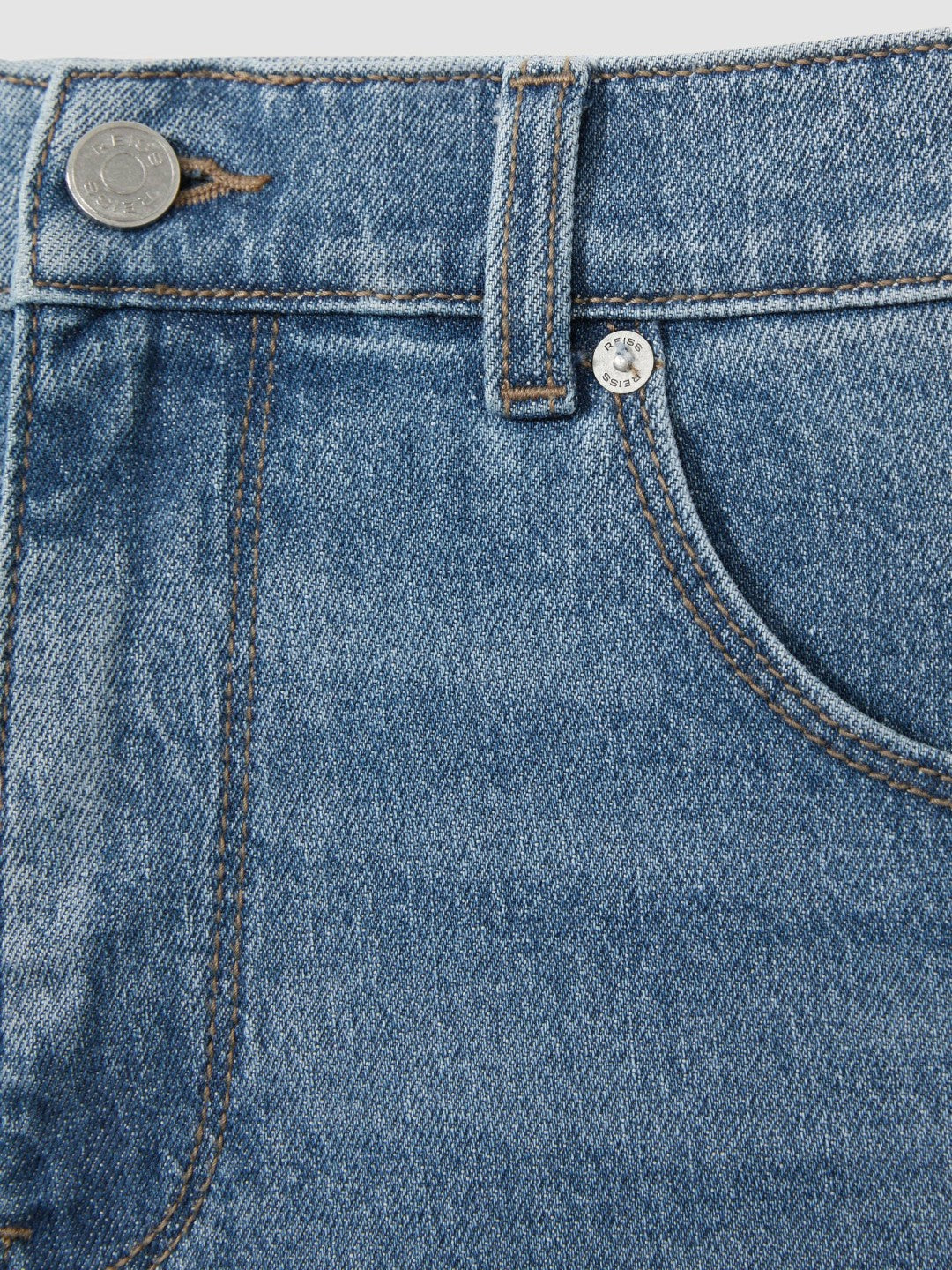 Straight-Leg Jeans in Mid Blue Wash | Reiss Men Best Seller