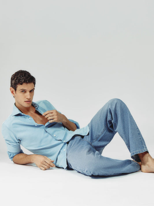 Loose-Fit Jeans in Light Blue Wash | Reiss Men Popular