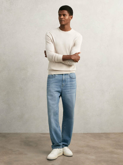 Loose-Fit Jeans in Light Blue Wash | Reiss Men Popular