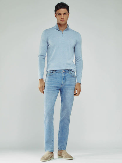 Cotton-Stretch Slim-Fit Jeans in Light Blue Wash | Reiss Men Recommended