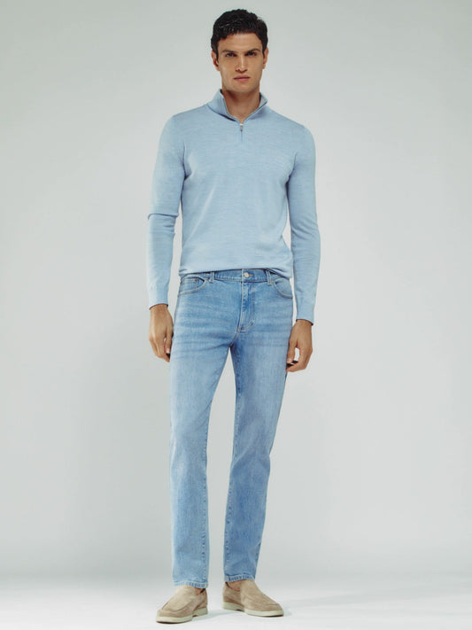 Cotton-Stretch Slim-Fit Jeans in Light Blue Wash | Reiss Men Recommended