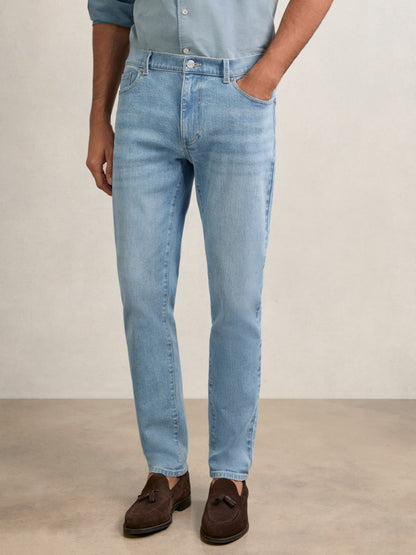 Cotton-Stretch Slim-Fit Jeans in Light Blue Wash | Reiss Men Recommended