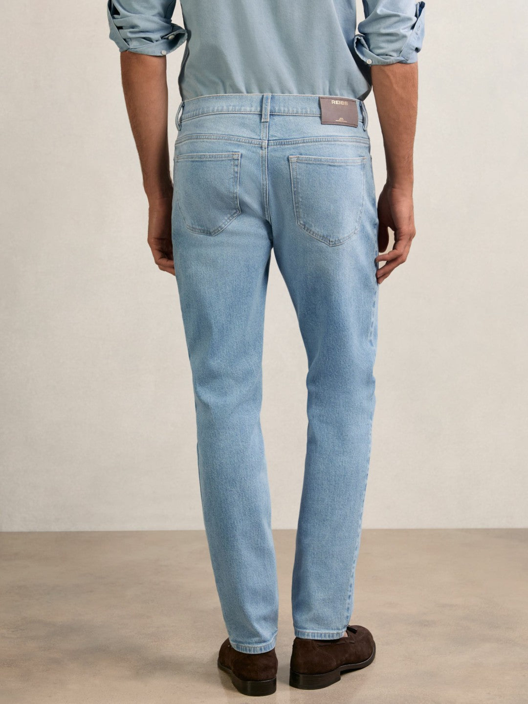 Cotton-Stretch Slim-Fit Jeans in Light Blue Wash | Reiss Men Recommended