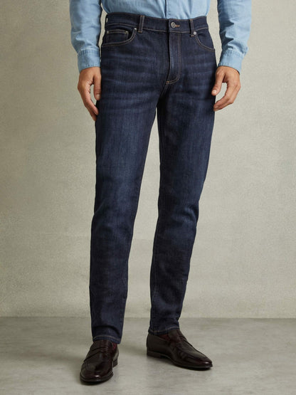 Cotton-Stretch Slim-Fit Jeans in Indigo Blue Wash | Reiss Men Signature