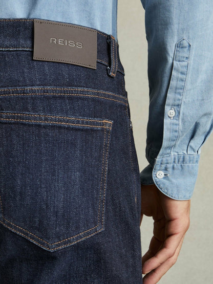 Cotton-Stretch Slim-Fit Jeans in Indigo Blue Wash | Reiss Men Signature