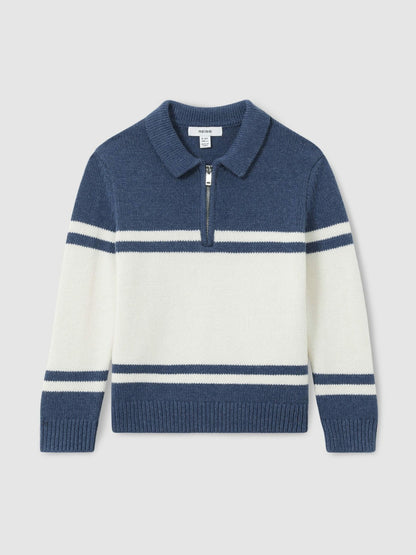 9-13 yrs Half-Zip Colour-Block Polo Shirt in Blue/White | Reiss Children & Baby Popular