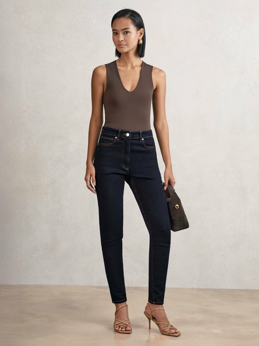 Petite Skinny Jeans in Dark Blue | Reiss Women Recommended