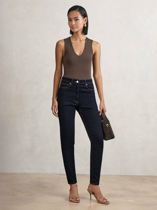 Petite Skinny Jeans in Dark Blue | Reiss Women Recommended