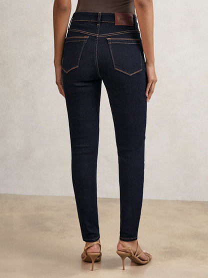 Petite Skinny Jeans in Dark Blue | Reiss Women Recommended