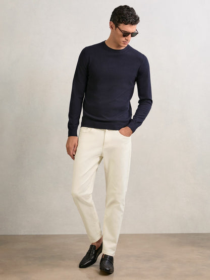 Relaxed-Fit Cropped Jeans in White | Reiss Men Trending