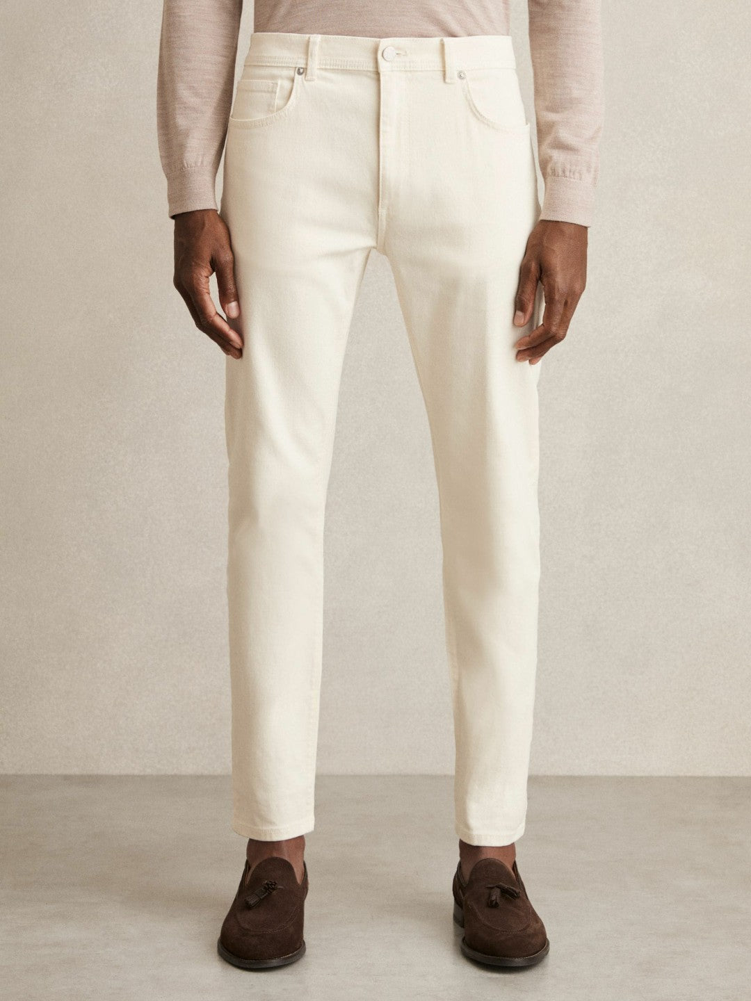 Cotton-Stretch Slim-Fit Jeans in White | Reiss Men Trending