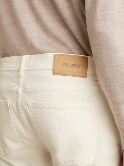 Cotton-Stretch Slim-Fit Jeans in White | Reiss Men Trending