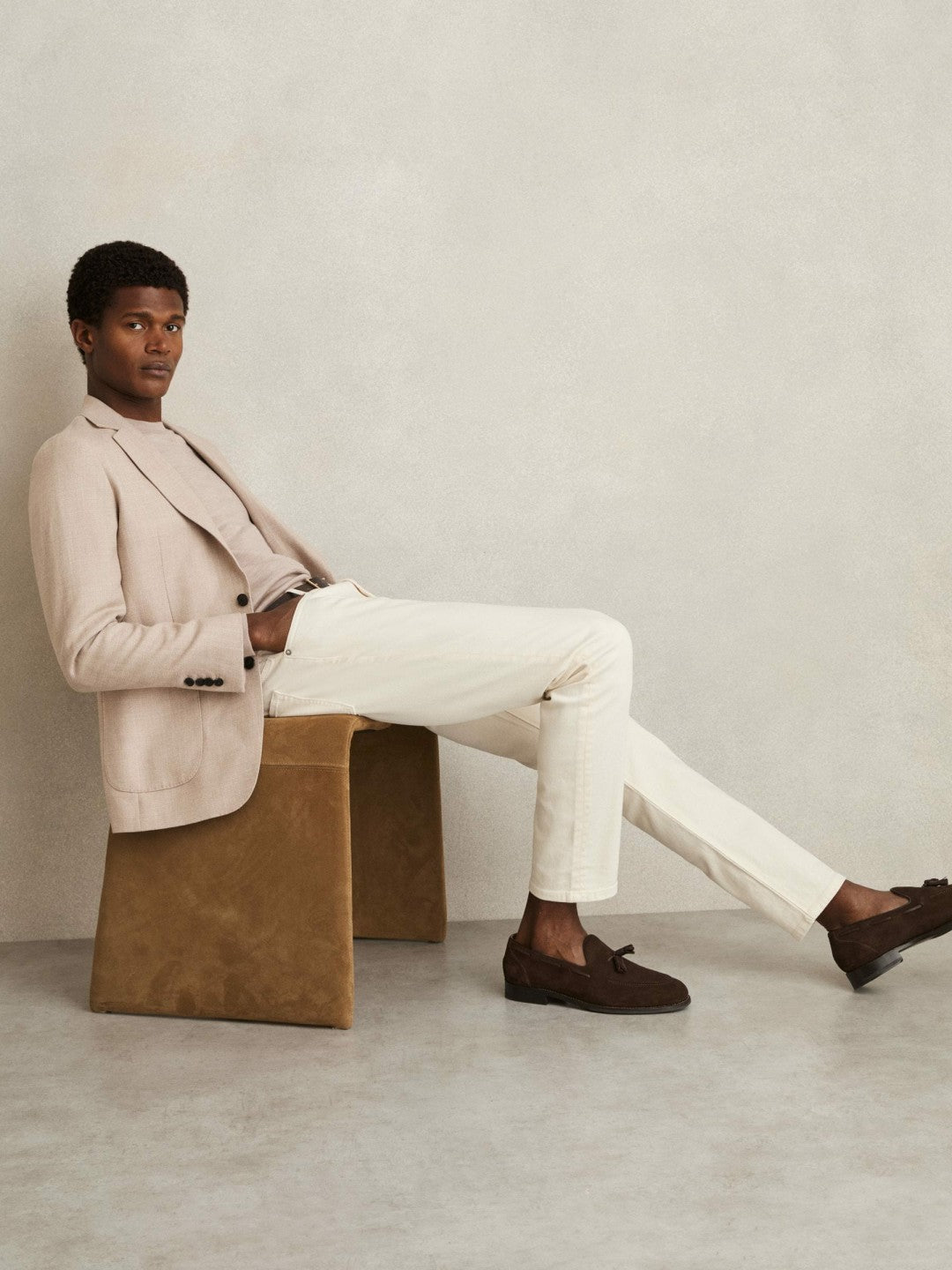 Cotton-Stretch Slim-Fit Jeans in White | Reiss Men Trending