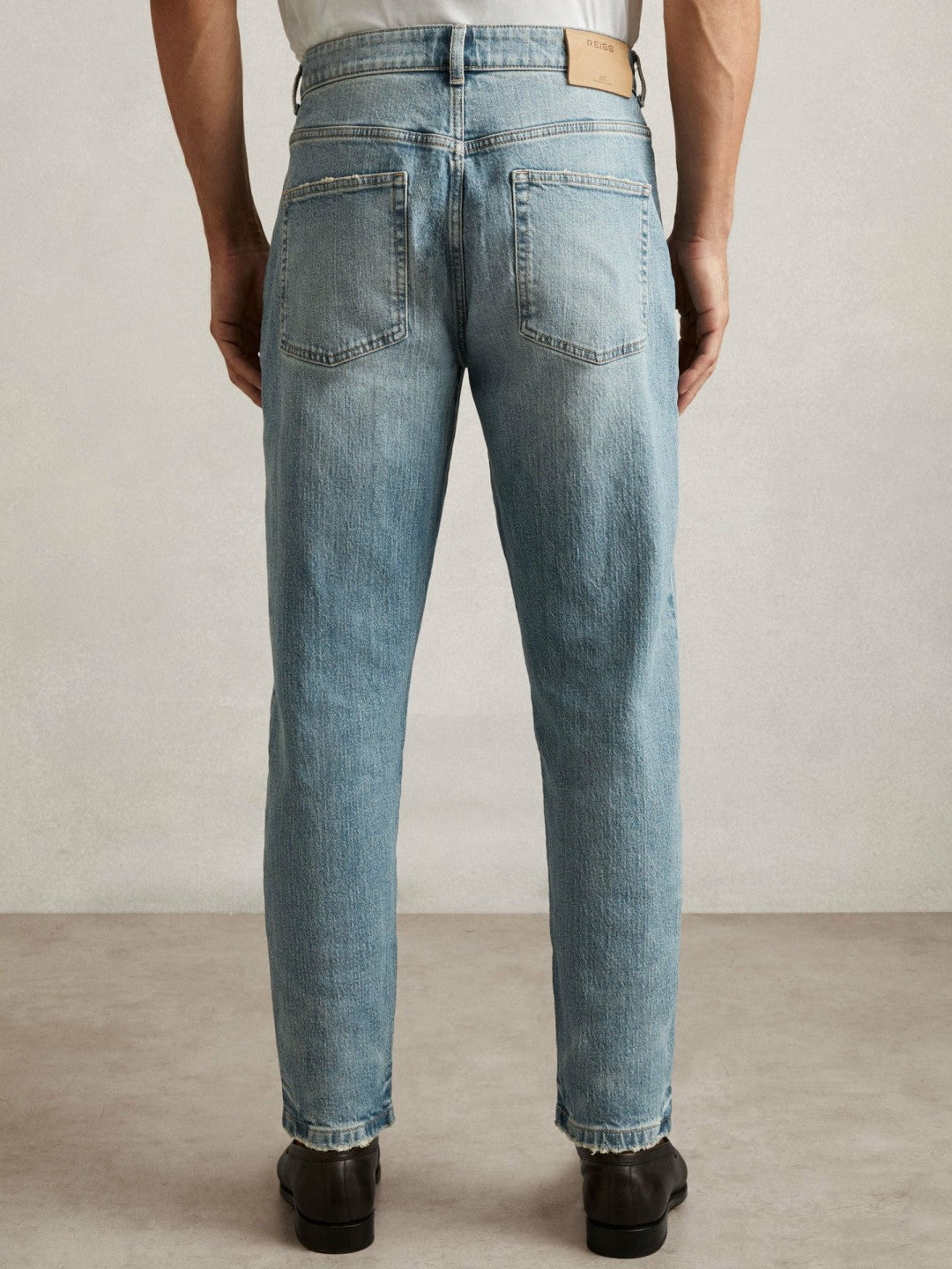 Relaxed-Fit Cropped Jeans in Light Blue Wash | Reiss Men Exclusive