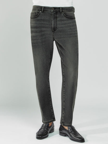 Relaxed-Fit Cropped Jeans in Washed Black | Reiss Men Featured