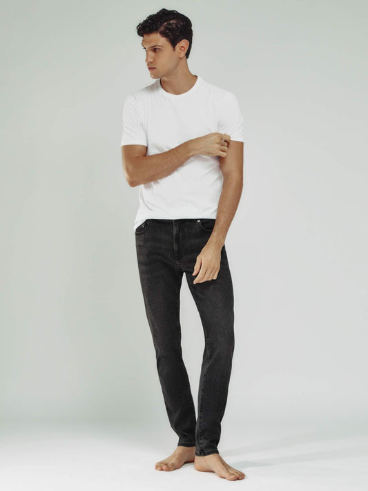 Tapered Slim-Fit Jeans in Washed Black | Reiss Men Premium