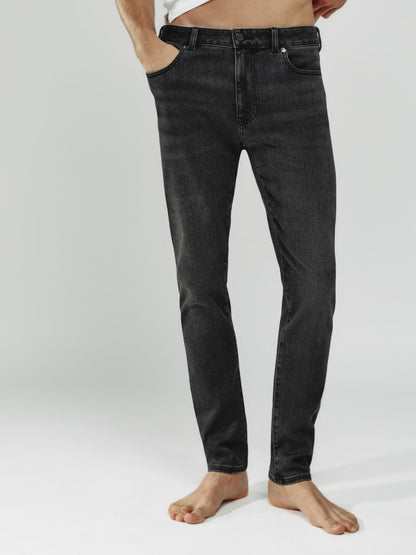 Tapered Slim-Fit Jeans in Washed Black | Reiss Men Premium