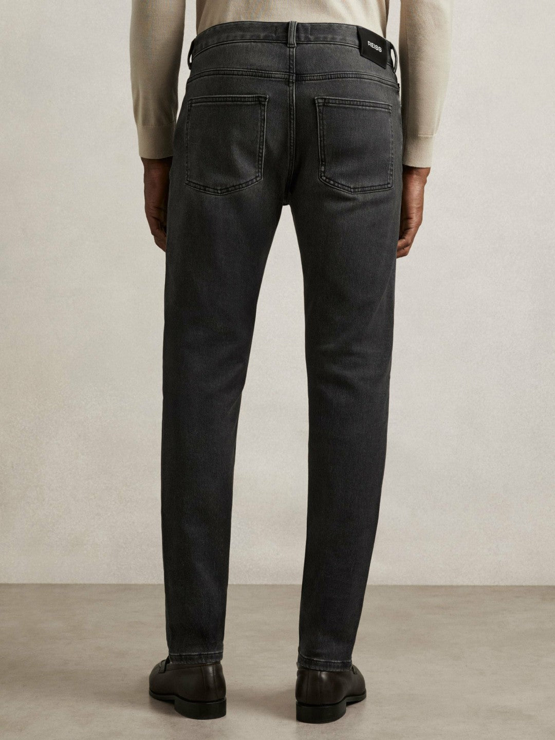 Tapered Slim-Fit Jeans in Washed Black | Reiss Men Premium