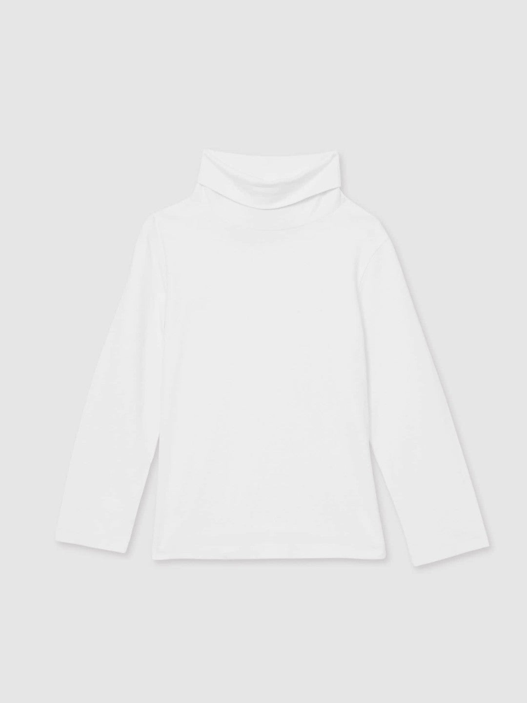 9-13 yrs Cotton-Jersey Roll-Neck Top with Stretch in Ivory | Reiss Children & Baby Exclusive