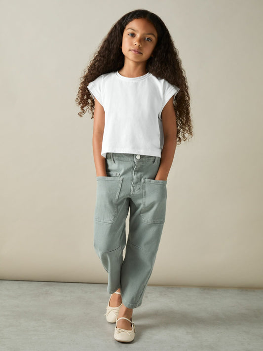 4-9 yrs Cotton-Jersey Cropped T-Shirt in White | Reiss Children & Baby Popular