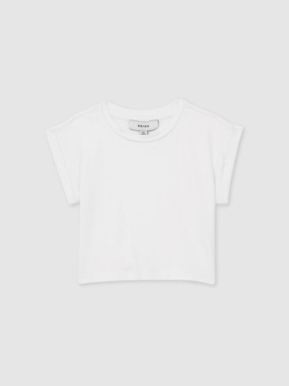 4-9 yrs Cotton-Jersey Cropped T-Shirt in White | Reiss Children & Baby Popular