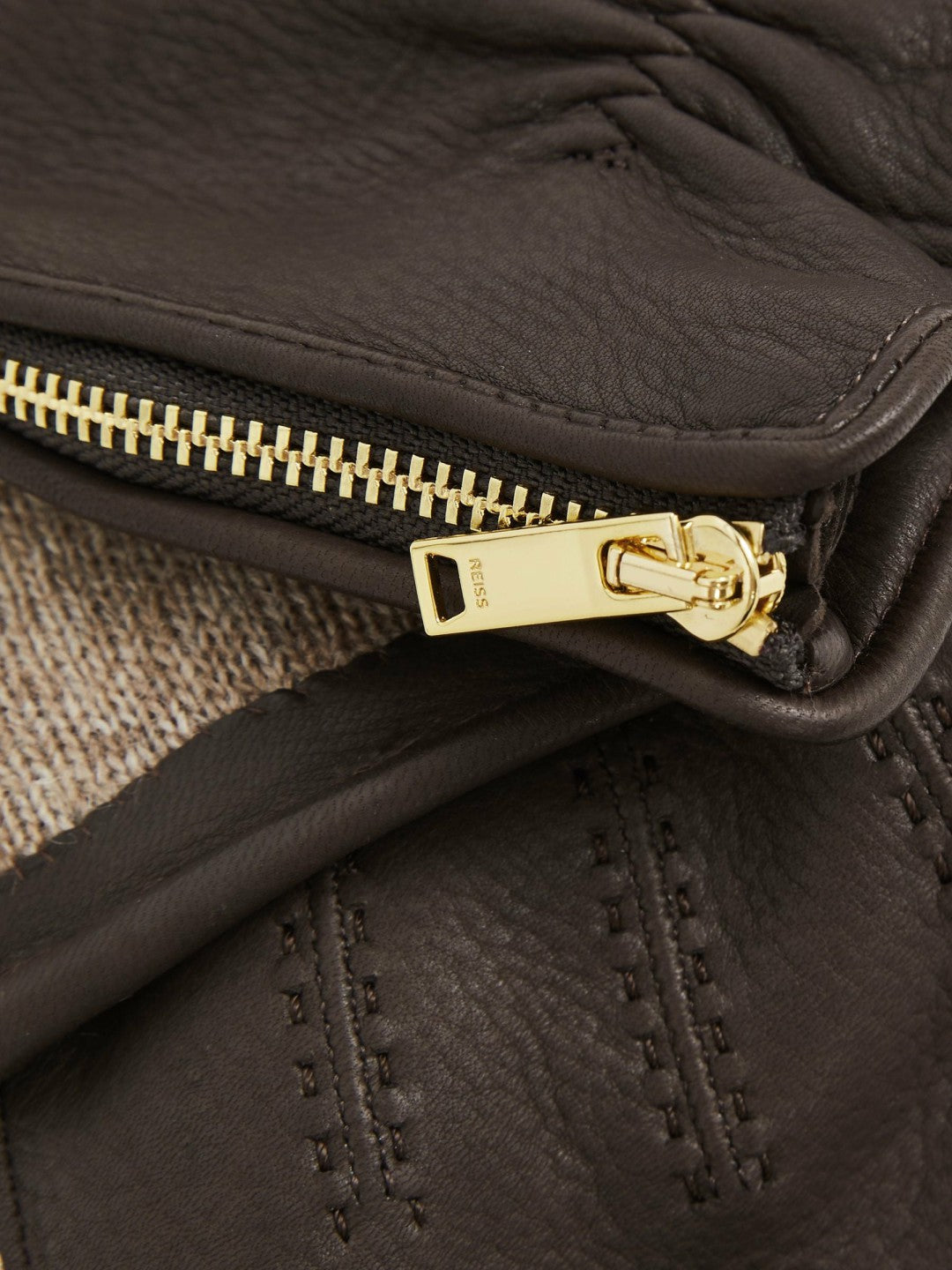 Leather Zip-Side Gloves in Dark Brown | Reiss Men Popular