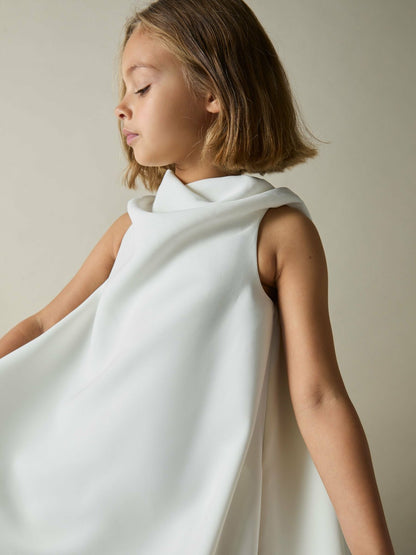 13-14 yrs High-Neck Drape Back Dress in Ivory | Reiss Children & Baby Popular