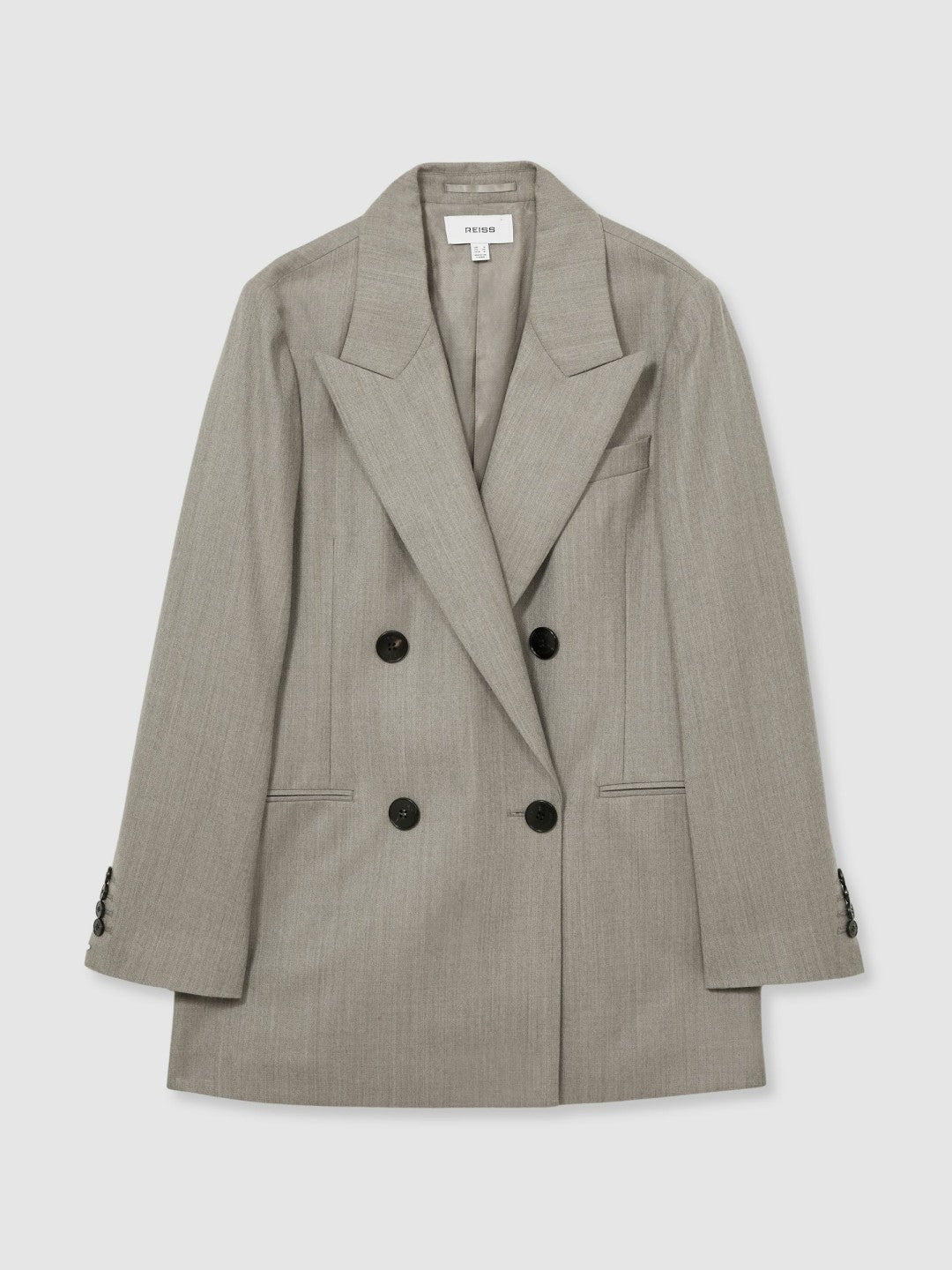 Wool Oversized Double-Breasted Blazer in Grey | Reiss Women Recommended
