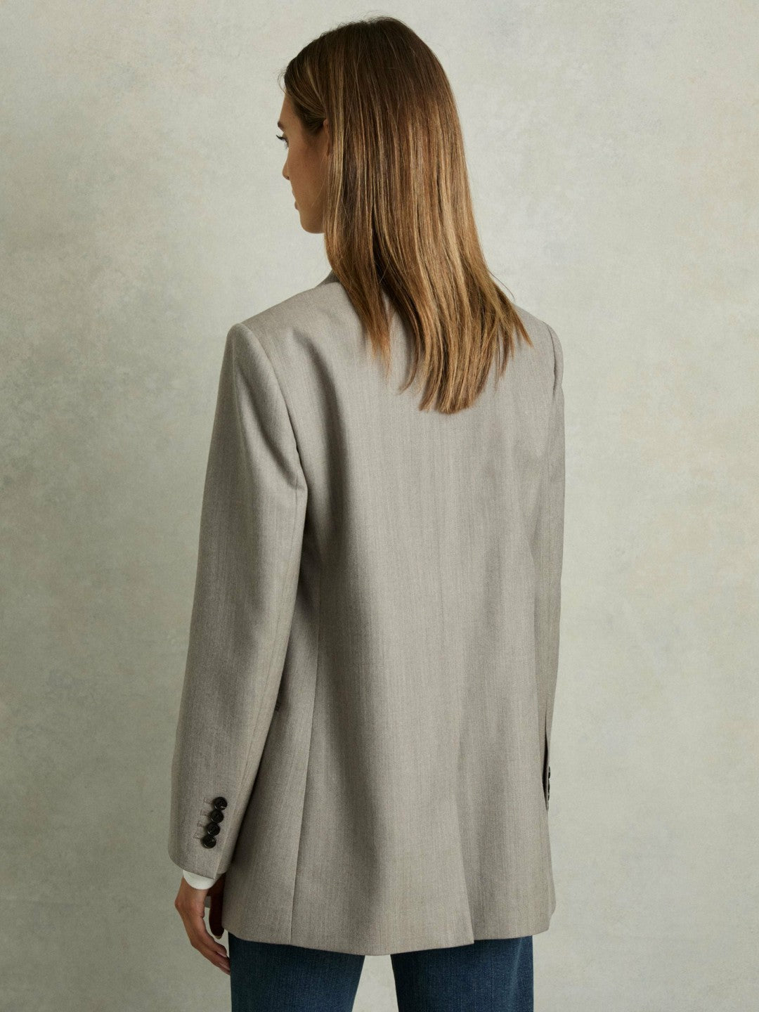 Wool Oversized Double-Breasted Blazer in Grey | Reiss Women Recommended