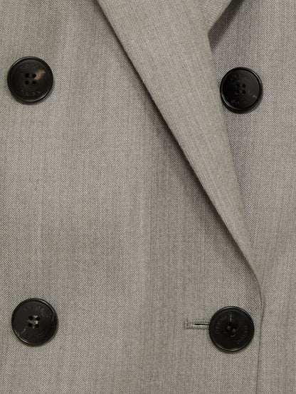 Wool Oversized Double-Breasted Blazer in Grey | Reiss Women Recommended