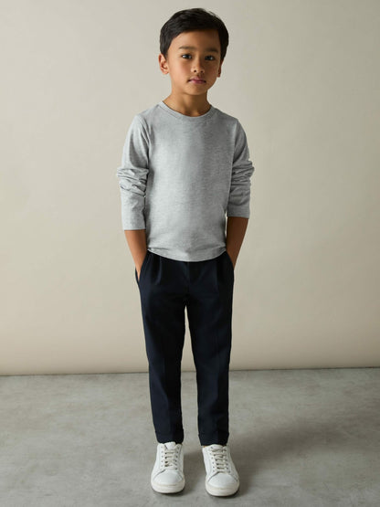 3-9 yrs Cotton Jersey Long Sleeve T-Shirts 3 Pack in White/Soft Grey/Navy | Reiss Children & Baby Featured