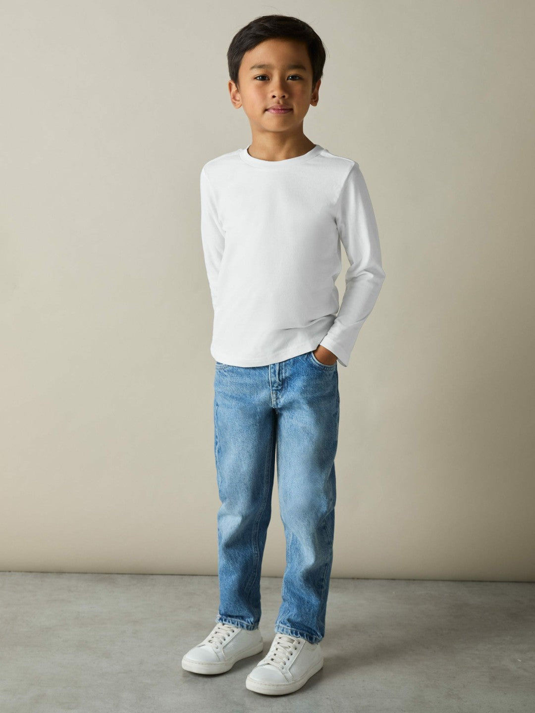 3-9 yrs Cotton Jersey Long Sleeve T-Shirts 3 Pack in White/Soft Grey/Navy | Reiss Children & Baby Featured