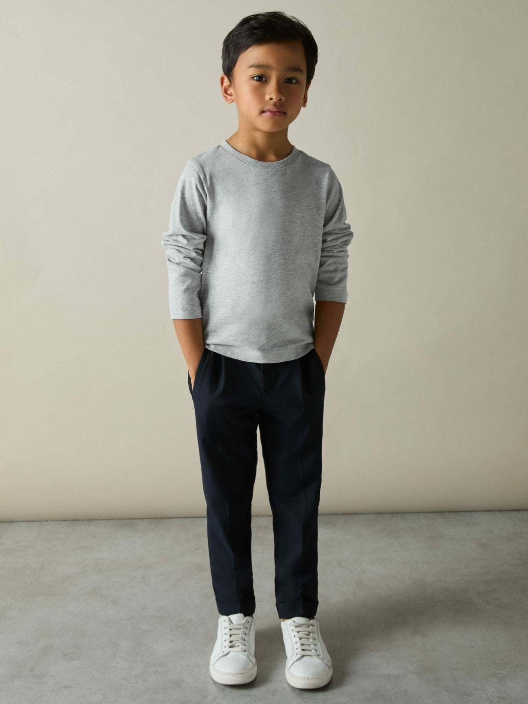 9-13 yrs Cotton Jersey Long Sleeve T-Shirts 3 Pack in White/Soft Grey/Navy | Reiss Children & Baby Popular
