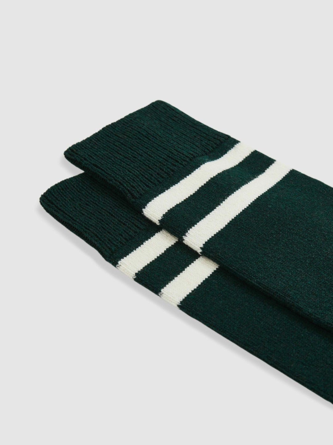 Striped Socks With Wool And Cashmere in Forest Green/Ecru | Reiss Men Best Seller