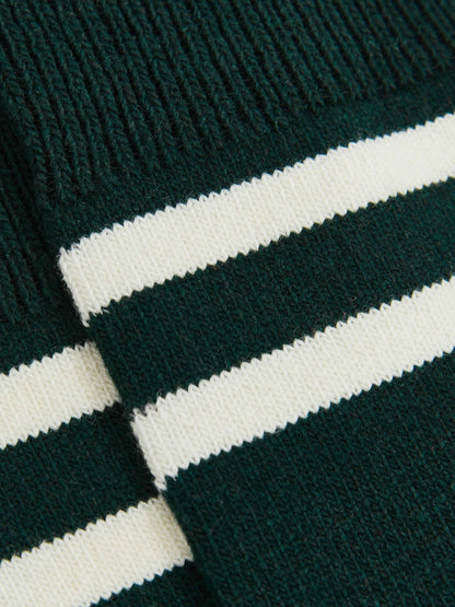 Striped Socks With Wool And Cashmere in Forest Green/Ecru | Reiss Men Best Seller