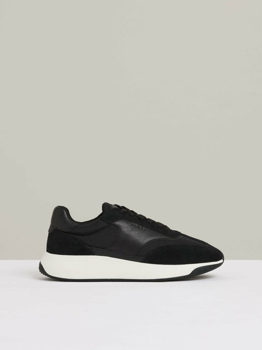 Leather Suede Running Trainers in Black/White | Reiss Men New