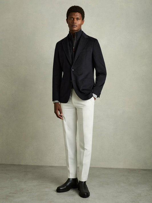 Single-Breasted Blazer With Gilet Insert Regular-Fit in Navy | Reiss Men Signature