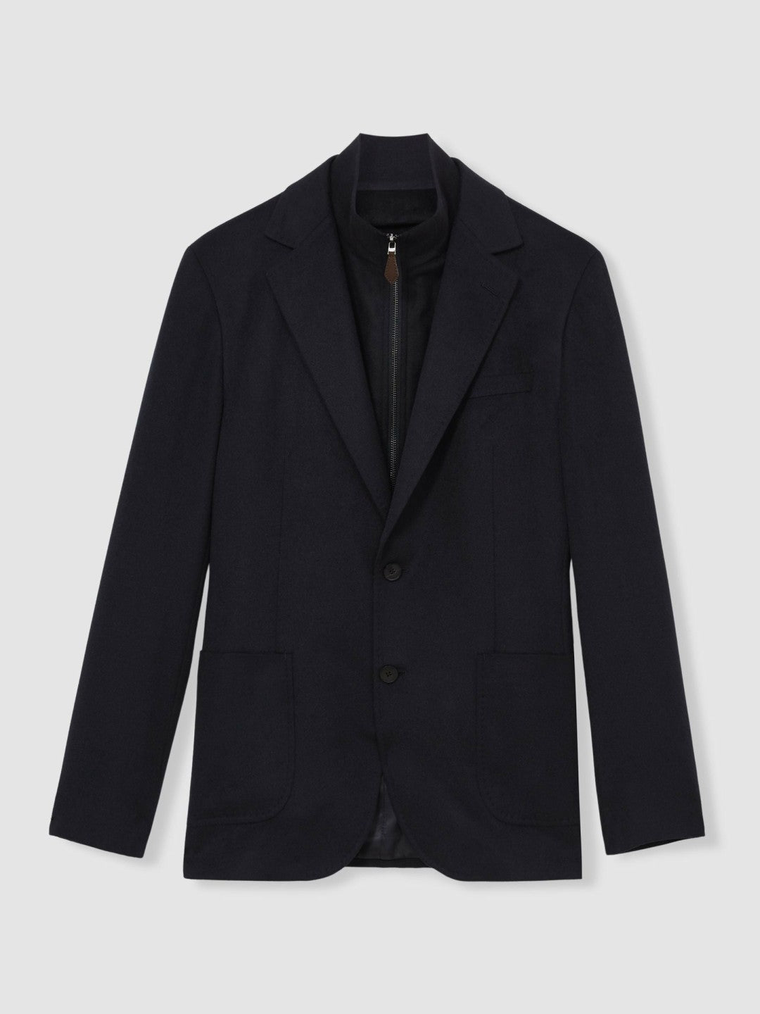 Single-Breasted Blazer With Gilet Insert Regular-Fit in Navy | Reiss Men Signature