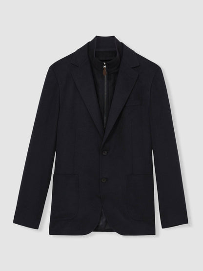 Single-Breasted Blazer With Gilet Insert Regular-Fit in Navy | Reiss Men Signature